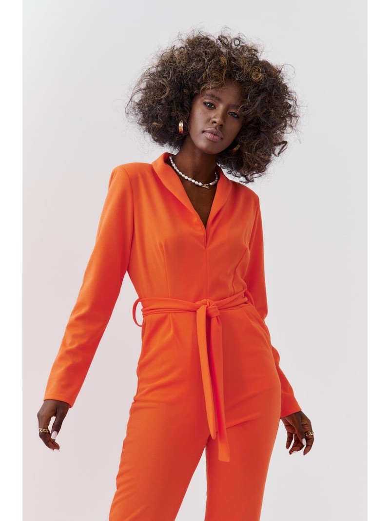 Elegant jumpsuit with long sleeves, orange 25280 - Online store - Boutique